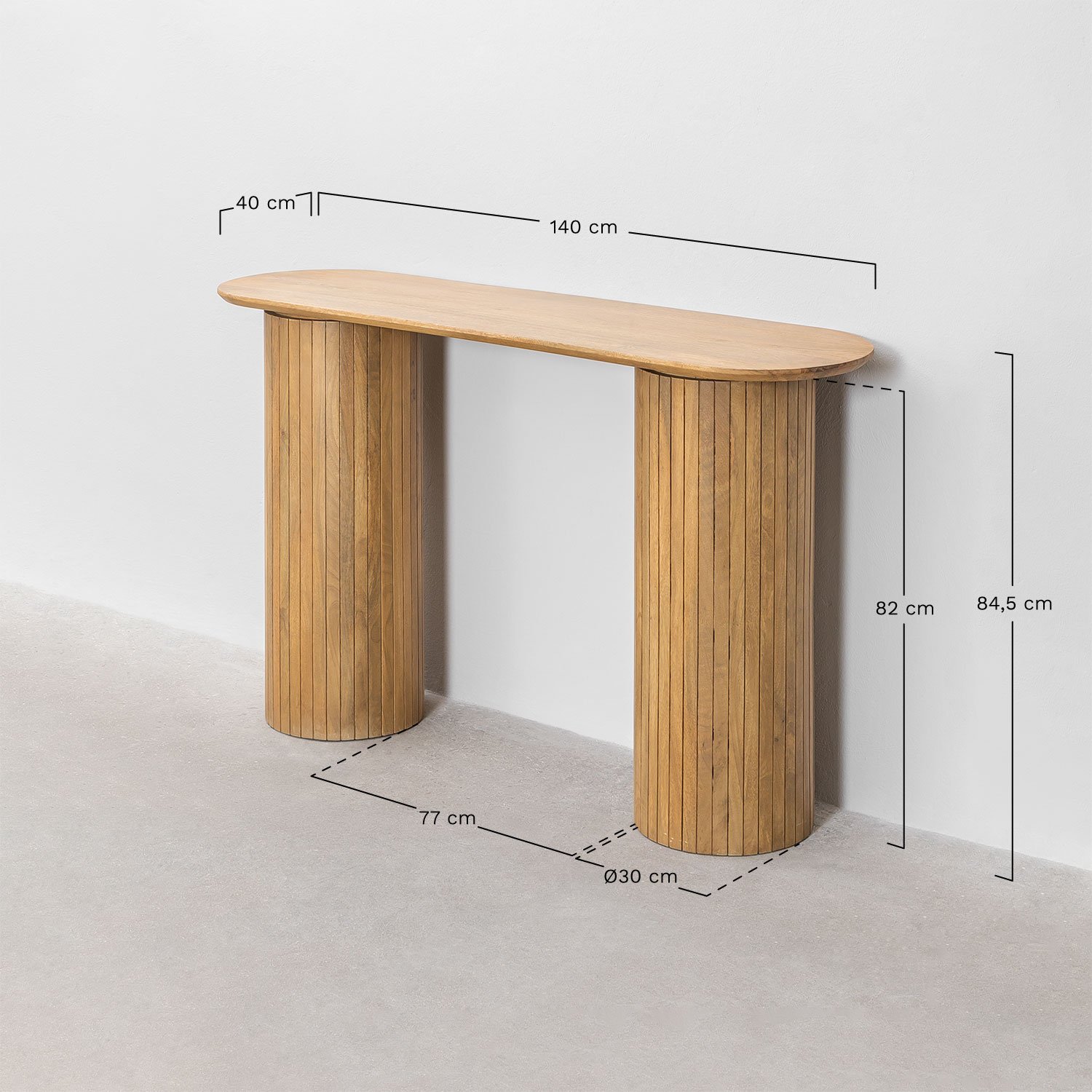 Mangohouten haltafel Analis, AFMETINGEN