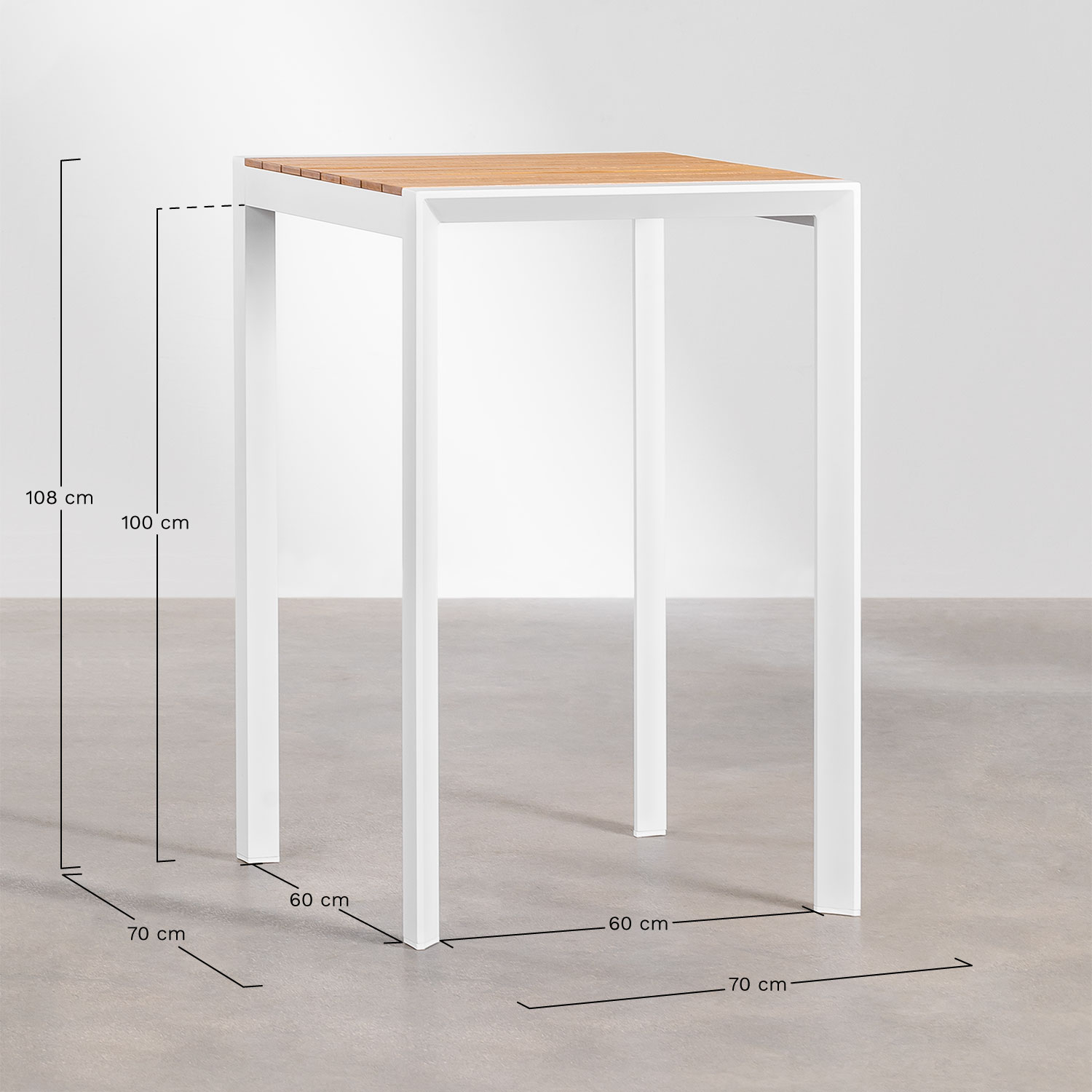Algemeen Van inch Hoge vierkante bartafel in aluminium en hout (70x70 cm) Archer - SKLUM