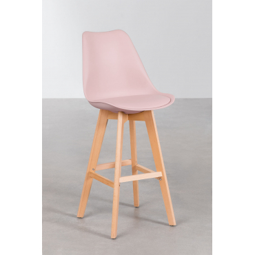 Nordic Hoge Kruk Met Kunstleren Kussen Roze – Hazelnoot & ↑75 Cm - Sklum