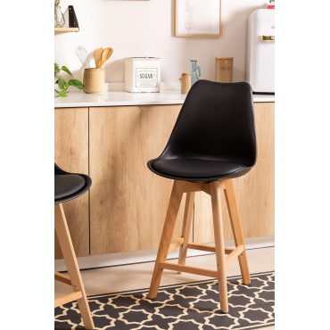 Hoge Kruk Met Kussen In Kunstleer Nordic Zwart & ↑65 Cm - Sklum