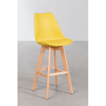 Set Van 4 Hoge Krukken 75 Cm Met Kussen In Kunstleer Nordic Geel – Curry - Sklum