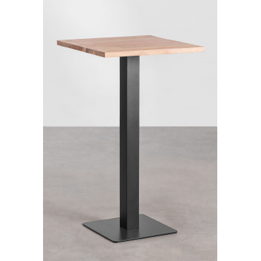 Hoge Bar Vierkant In Acaciahout Smal ↔︎ 60 Cm & Zwart - Sklum