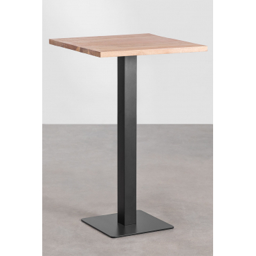 Hoge Bar Vierkant In Acaciahout Smal ↔︎ 70 Cm & Zwart - Sklum