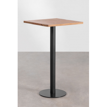Vierkante Hoge Bartafel Van Acacia Hout Macchiato ↔︎ 60 Cm & Zwart - Sklum