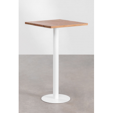 Vierkante Hoge Bartafel Van Acacia Hout Macchiato ↔︎ 60 Cm & Wit - Sklum