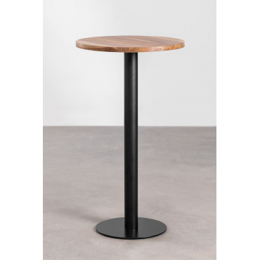 Ronde Hoge Bartafel Van Macchiato Acaciahout Ø60 Cm & Zwart - Sklum