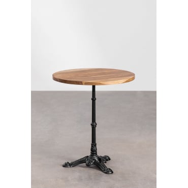 Ronde Bartafel Van Acaciahout Azteca Ø70 Cm & Zwart - Sklum