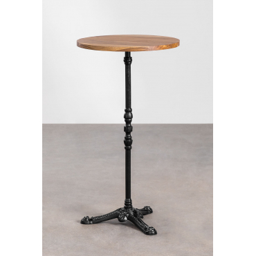 Ronde Hoge Bartafel Van Acaciahout Azteca Ø60 Cm & Zwart - Sklum
