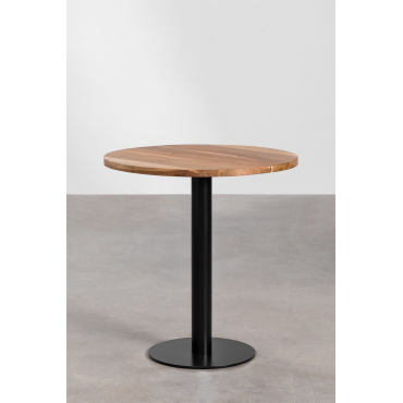 Ronde Bartafel Acacia Hout Macchiato Ø70 Cm & Zwart - Sklum
