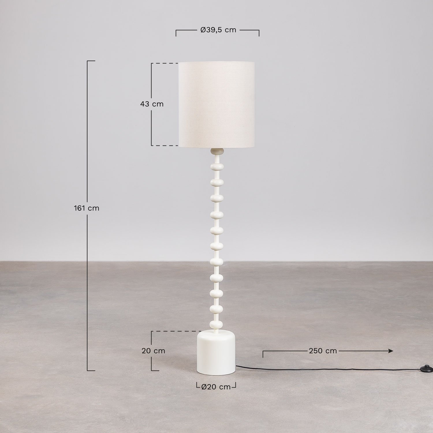 Alieta vloerlamp van linnen, AFMETINGEN