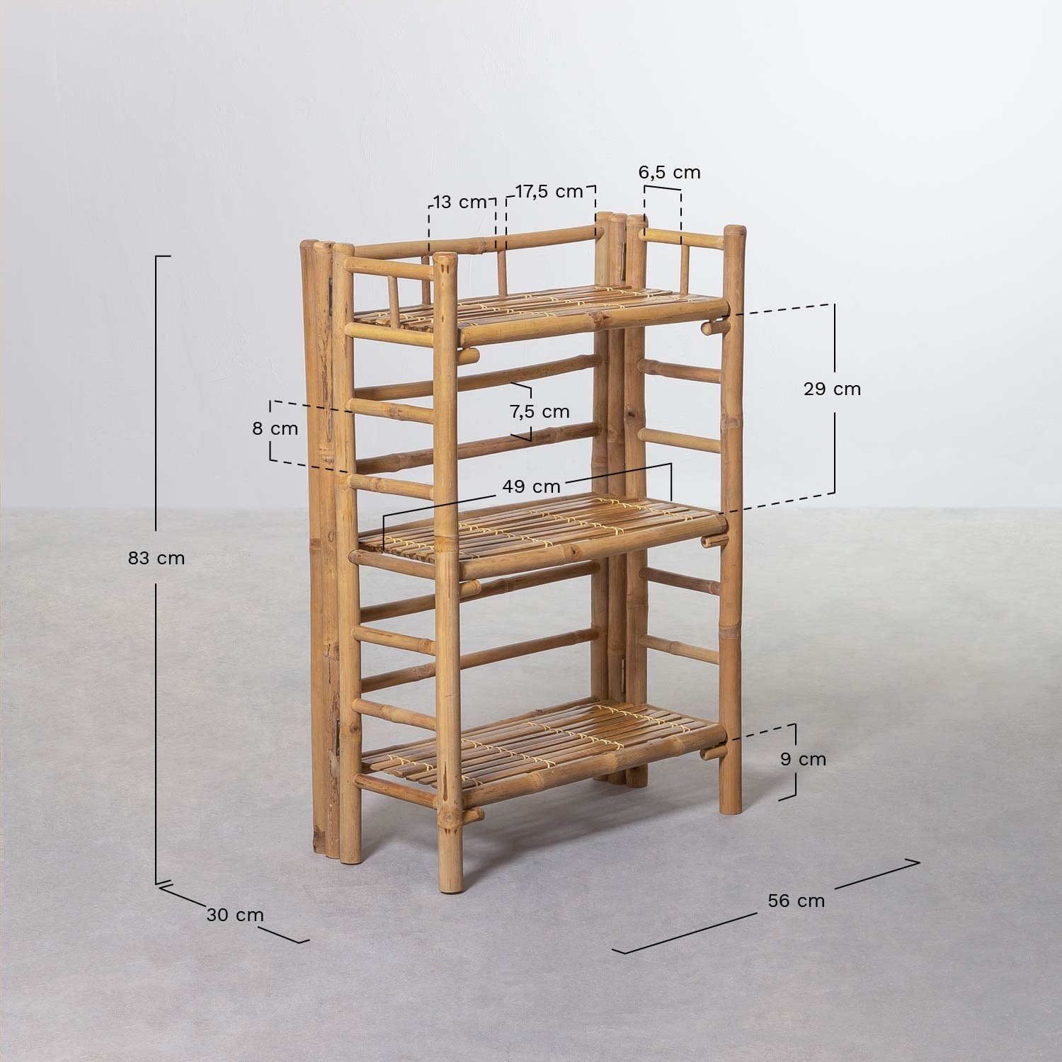 Iciar 3-planken bamboe stellingkast, AFMETINGEN