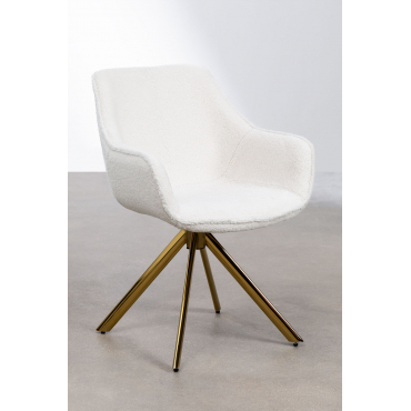 Set Van 2 Chenille Eetkamerstoelen Lucy White & Goud - Sklum