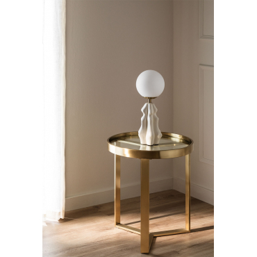 Bijzettafel In Glas En Staal (ø45 Cm) Amelia Mat Goud - Sklum