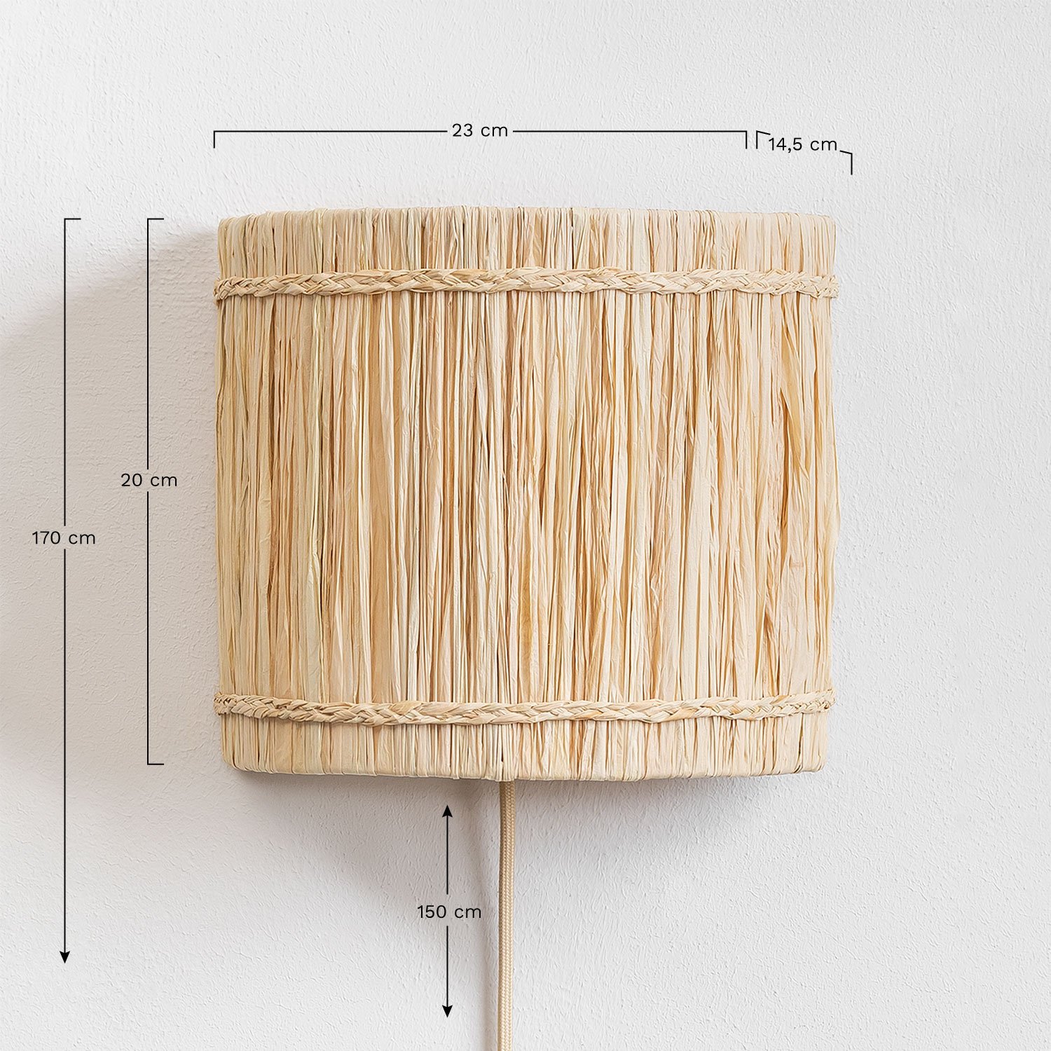 Wandlamp Girul, AFMETINGEN