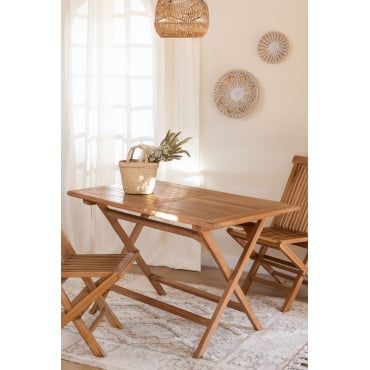 Rechthoekige Opklapbare Eettafel In Teakhout (120x70 Cm) Pira Teakhout - Sklum