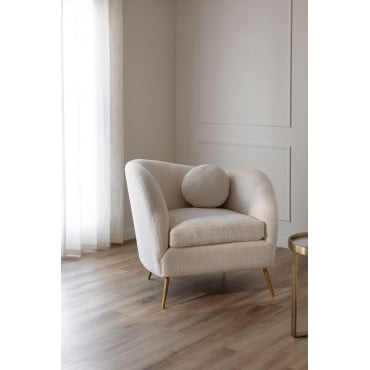 Clovys Fauteuil In Teddystof White - Sklum