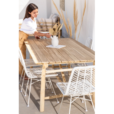 Tuintafel Rechthoekig 180x100 Cm In Teakhout Nabila Natuurlijk Hout - Sklum