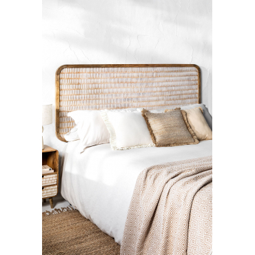 Hoofdbord Voor Bed Van 150 Cm In Yulara Mangohout Natuurlijk - Wit & 150 Cm - Sklum