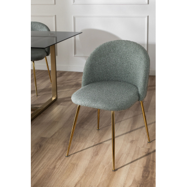 Kana Design Eetkamerstoel In Teddystof Celadon & Goud - Sklum