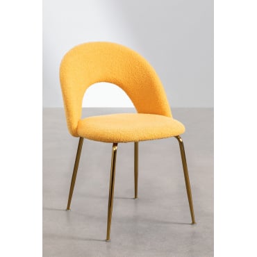 Set Van 2 Eetkamerstoelen Bekleed Met Chenille Glorys Geel – Curry & Goud - Sklum
