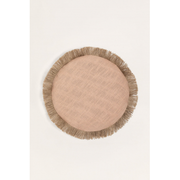 Rond Katoenen Kussen (ø40 Cm) Paraiba Roze – Hazelnoot - Beige – Linnen - Sklum