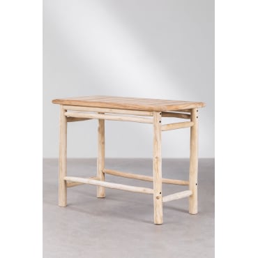 Rechthoekige Hoge Tafel 134x65 Cm In Teakhout Narel Bruin – Natuurlijk Hout - Sklum