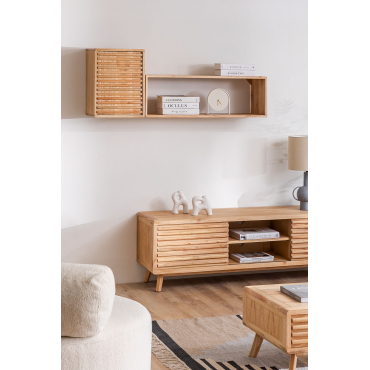 Set Van 2 Houten Wandplanken Deleyna Bruin – Natuurlijk Hout - Sklum