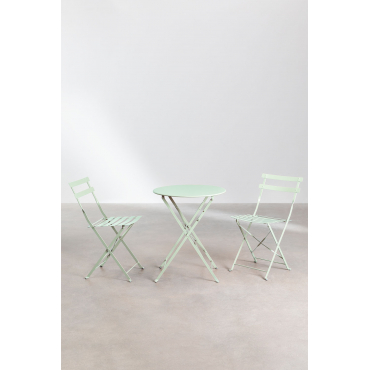 Set Van Tafel Ø60 Cm En 2 Opvouwbare Stoelen Sergey Celadonmousse - Sklum