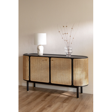 Crawley Rotan En Houten Dressoir Gewoon Zwart - Sklum