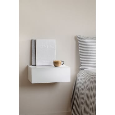 Drijvend Nachtkastje Van Mdf Florens Wit & ↔︎ 40 Cm - Sklum