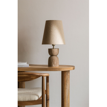 Cruster Tafellamp Van Mangohout En Linnen Mangohout & ↑55 Cm - Sklum