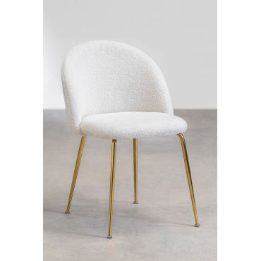Set Van 2 Eetkamerstoelen In Schapenvacht Kana Design White & Goud - Sklum