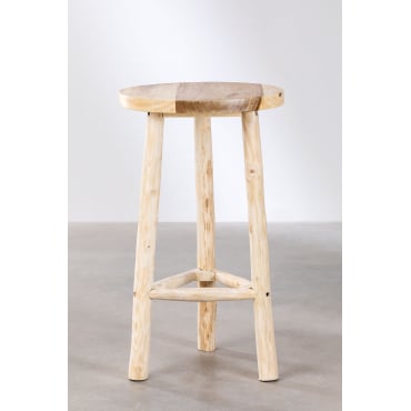 Ronde Hoge Tafel (ø60 Cm) In Narelhout Bruin – Natuurlijk Hout - Sklum