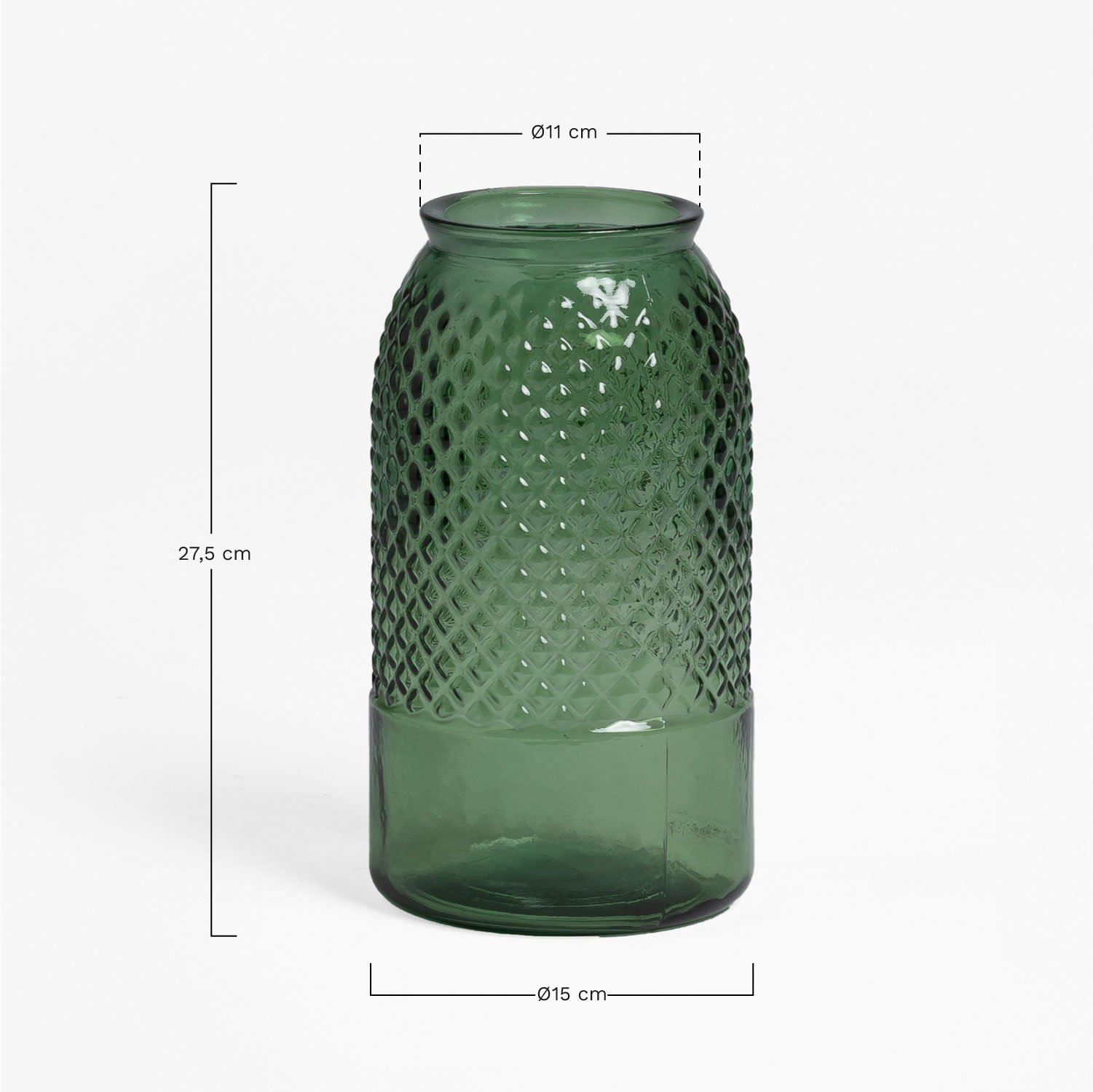 Vaas van gerecycled glas 27,5 cm Dinte, AFMETINGEN