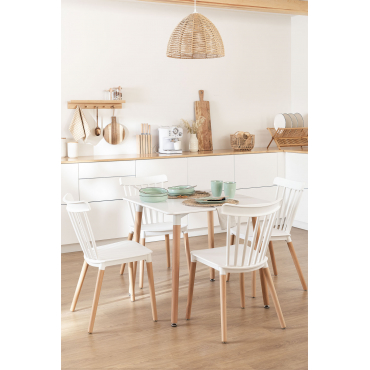 Tafelset (80x80) & 4 Stoelen Royal Wit - Sklum