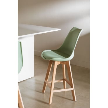 Nordic Hoge Kruk Met Kunstleren Kussen Celadon & ↑65 Cm - Sklum