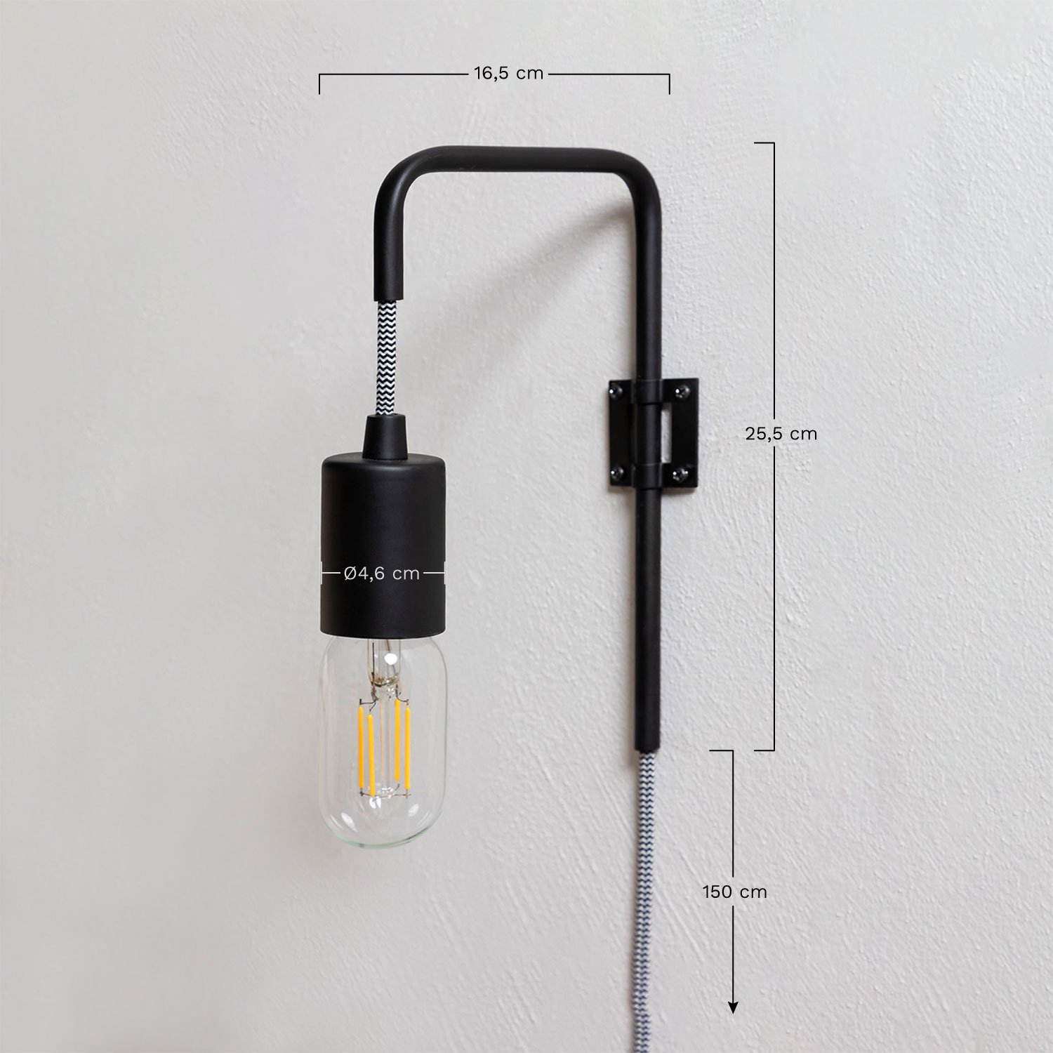 Alli wandlamp, AFMETINGEN