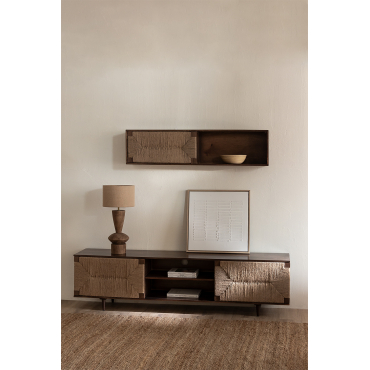 Evans Tv-meubel 200x40 Cm In Mangohout En Jute Donker Hout - Sklum