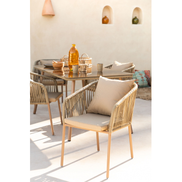 Arhiza Classic Tuinstoel Met Aluminium Armleuningen En Gevlochten Touw Bruin – Zand - Sklum