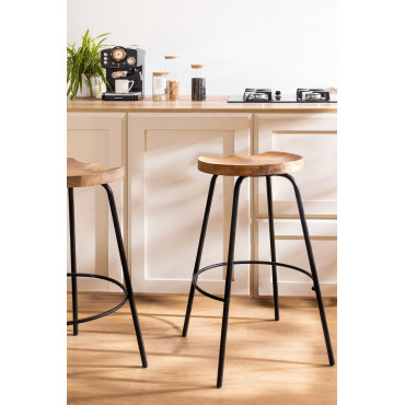 Hoge Kruk In Hout (75 Cm) Darcko Zwart - Sklum
