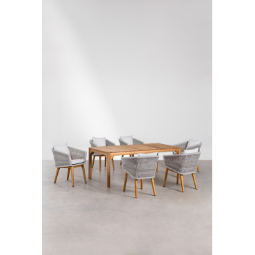 Set Van Rechthoekige Eettafel (200x100 Cm) In Donal Wood En 6 Barker Eetkamerstoelen Ijsgrijs - Sklum