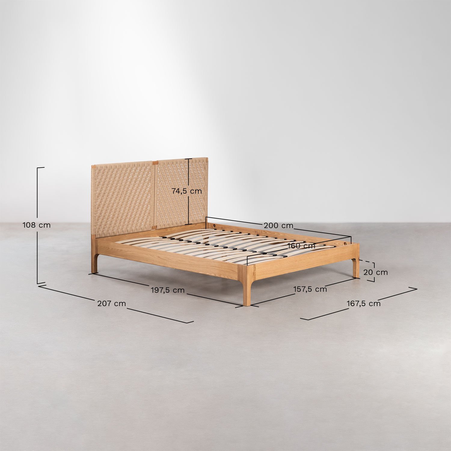 Houten bed Vaneysa , AFMETINGEN