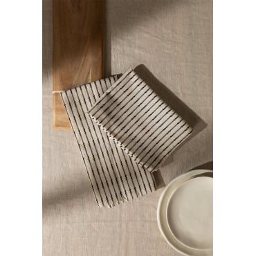 Set Van 2 Keukendoeken In Katoen Oziel Beige – Crème - Sklum