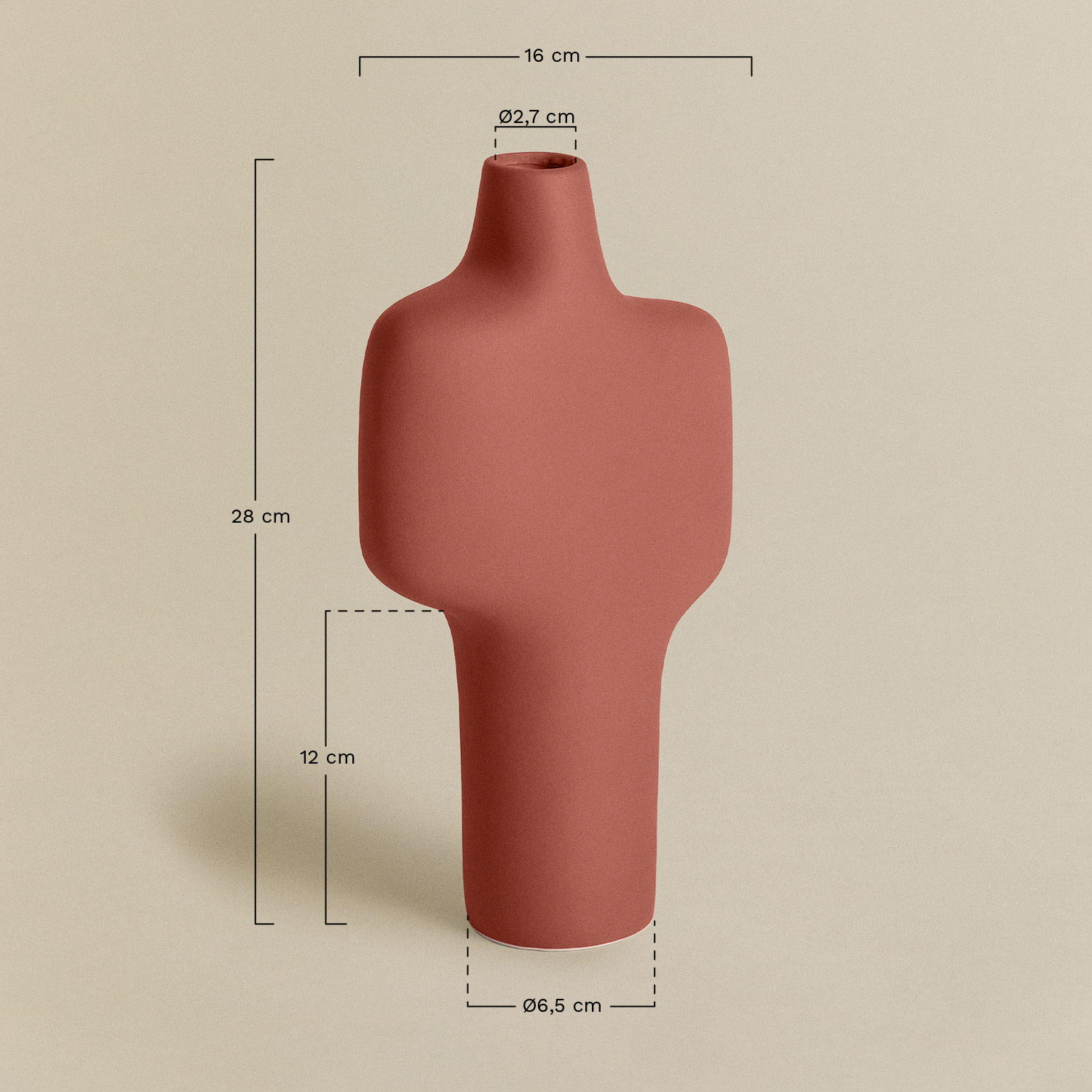 Keramische Vaas Nola, AFMETINGEN