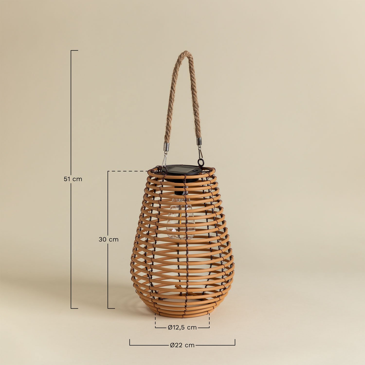 Draadloze LED-zonnelamp voor buiten Fenri, AFMETINGEN