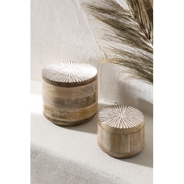 Set Van 2 Boten Van Nabordi-mangohout Vintage Wit Hout - Sklum