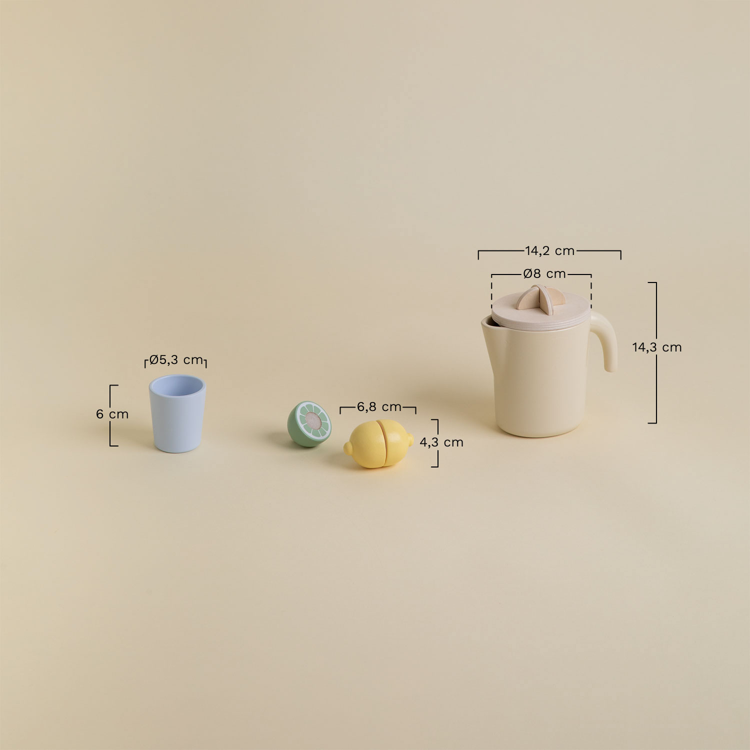 Drewy Kids houten limonadeset , AFMETINGEN