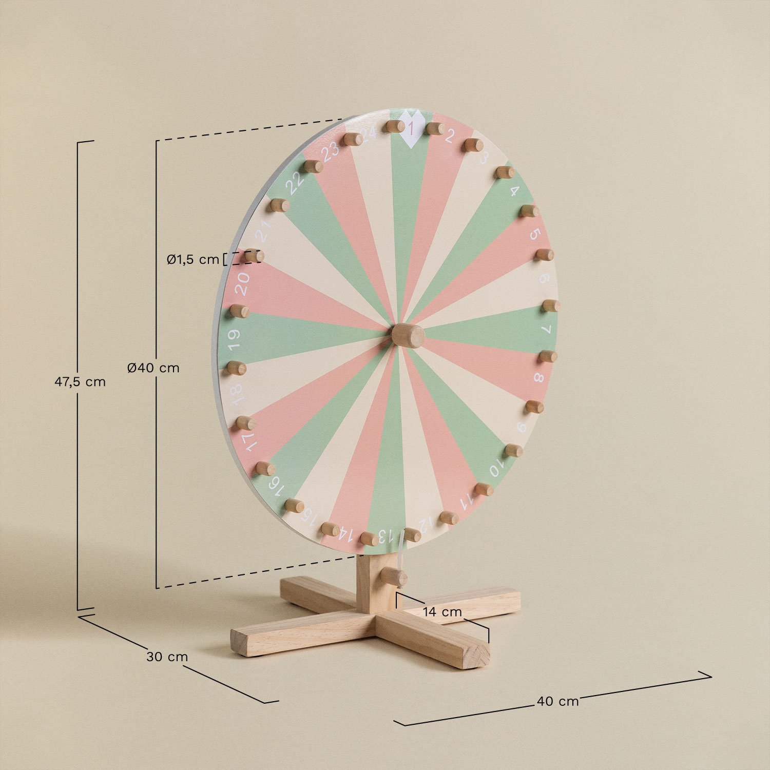 Bettina Kids houten rad van fortuin, AFMETINGEN