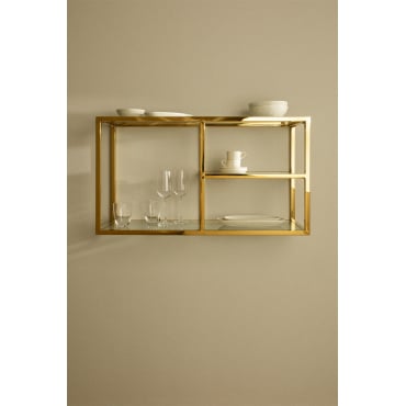 Wandplank Van Glas En Staal Amelia Goud - Sklum