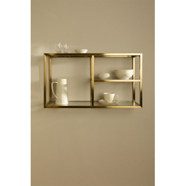 Wandplank Van Glas En Staal Amelia Mat Goud - Sklum